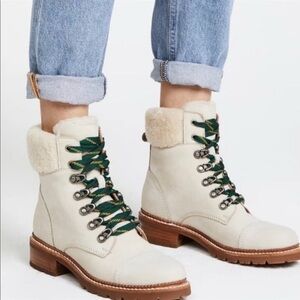 FRYE Women's Samantha Hiker Hiking Combat Boot Ivory size 7.5